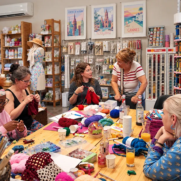 Atelier tricot convivial au Comptoir des Passions