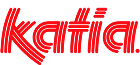Logo Katia en lettres stylisées rouges et blanches